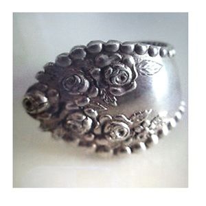 Antique sterling silver spoon ring Gorham Lancaster Rose